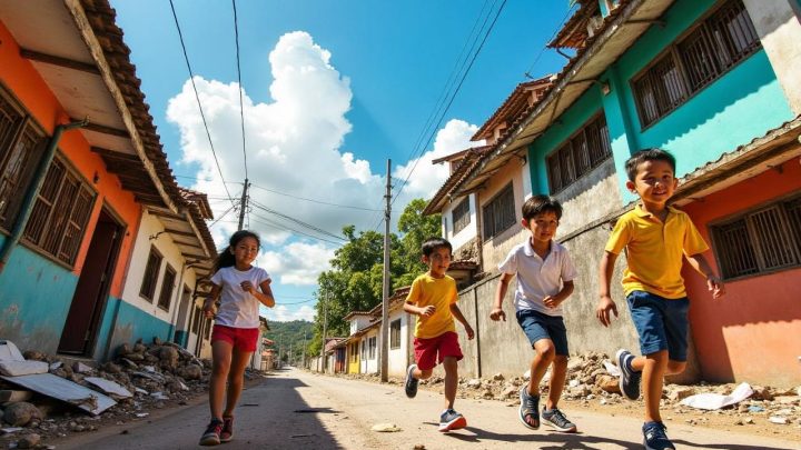 Schoolchildren run from collapsing roof as ground shakes in Philippines quake