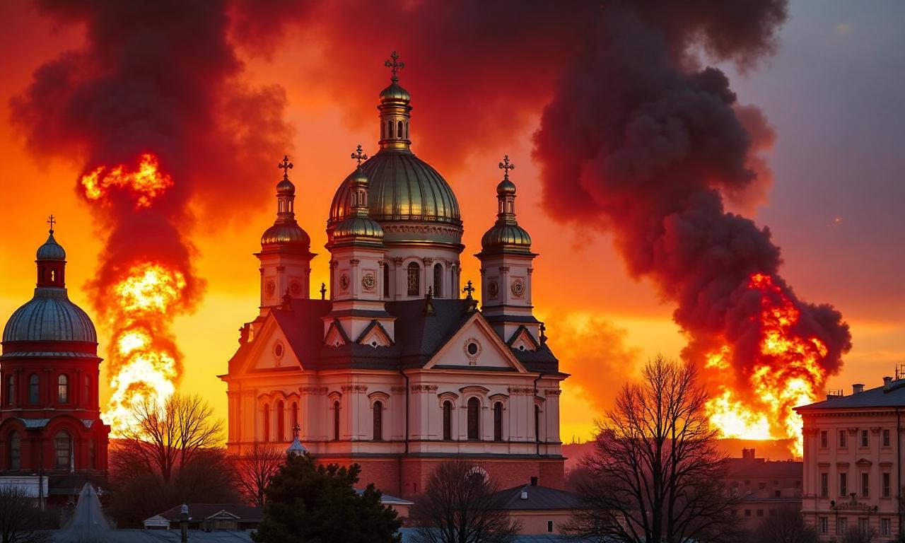 Russian strikes kill nine and set historic cathedral in Kyiv ablaze
