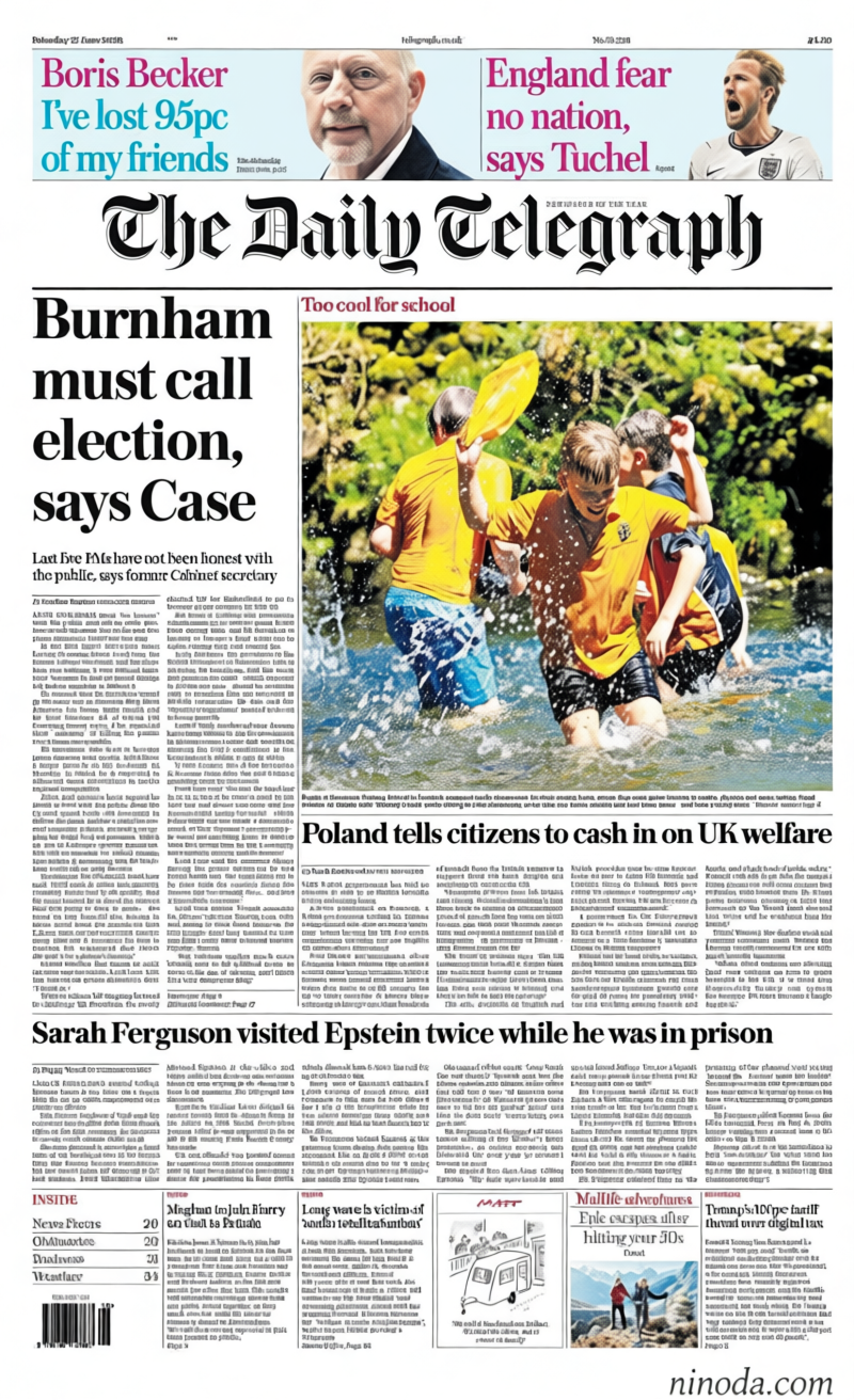 ‘Burnham election call’ and ‘Too hot for tennis’