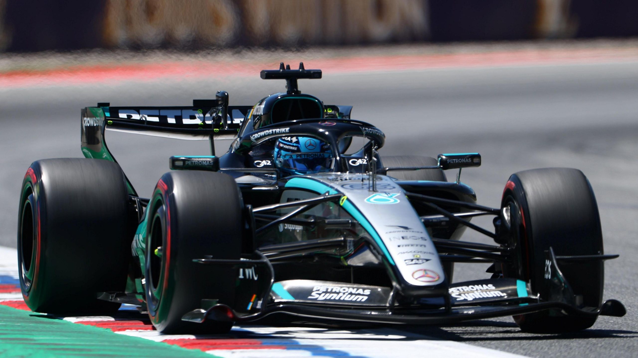 Russell fastest in Barcelona first practice