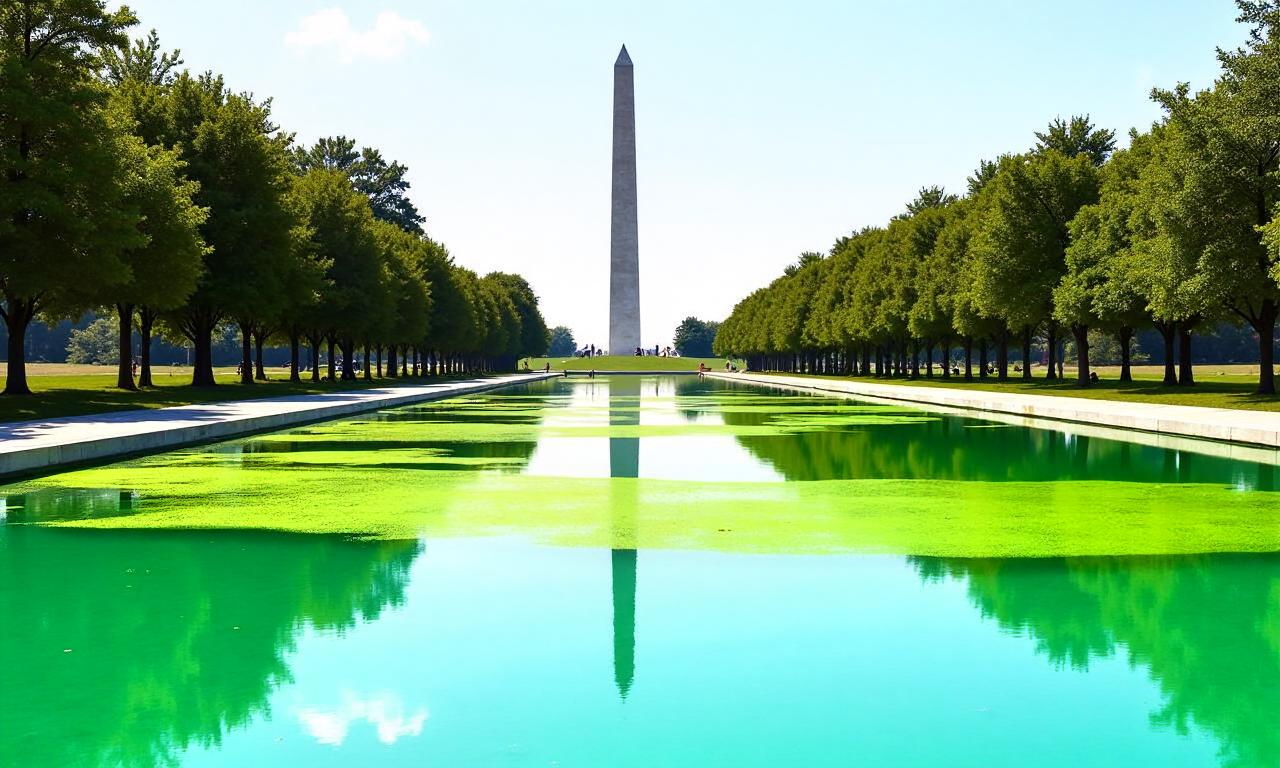 Why is newly renovated Reflecting Pool in Washington DC full of algae?