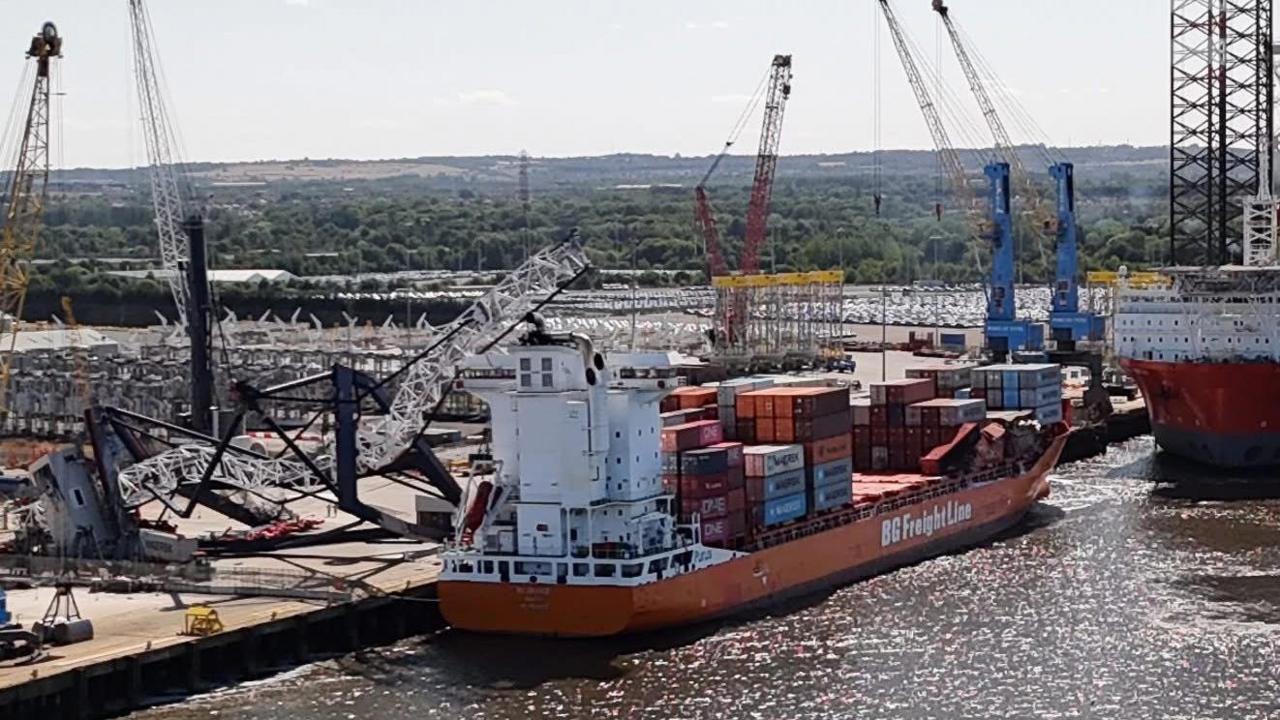 Man injured in dockside crane ‘collapse’