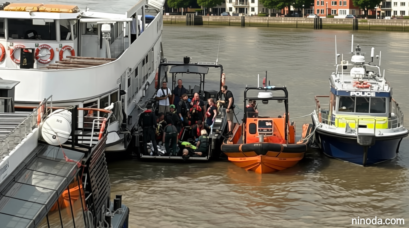 Five officers hurt as police boat strikes bridge