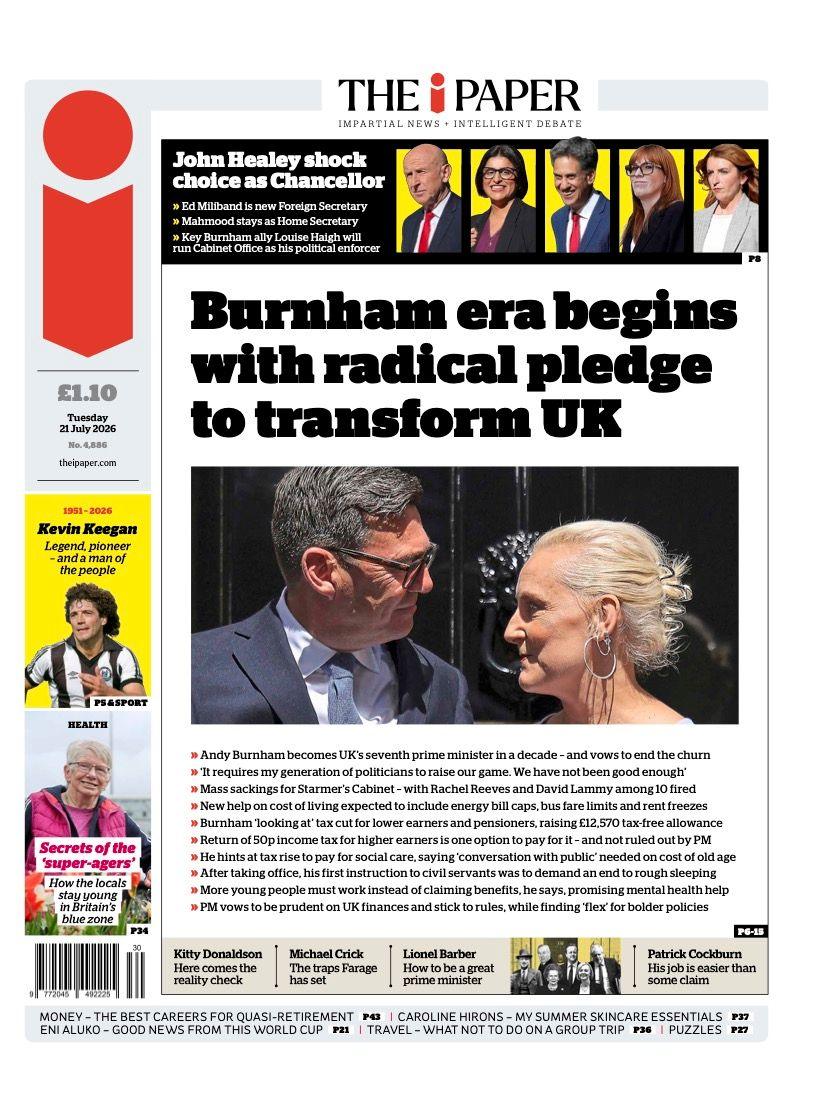 ‘Burnham era begins’ and ‘King Kev’