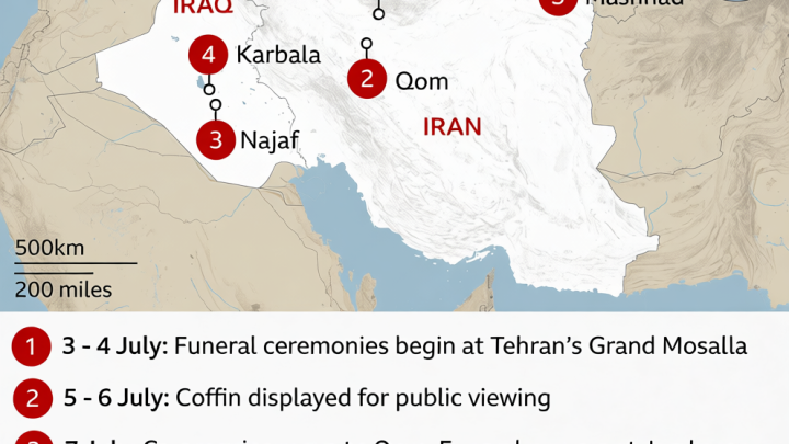 Large crowds gather in Tehran on first day of Ayatollah Khamenei’s funeral
