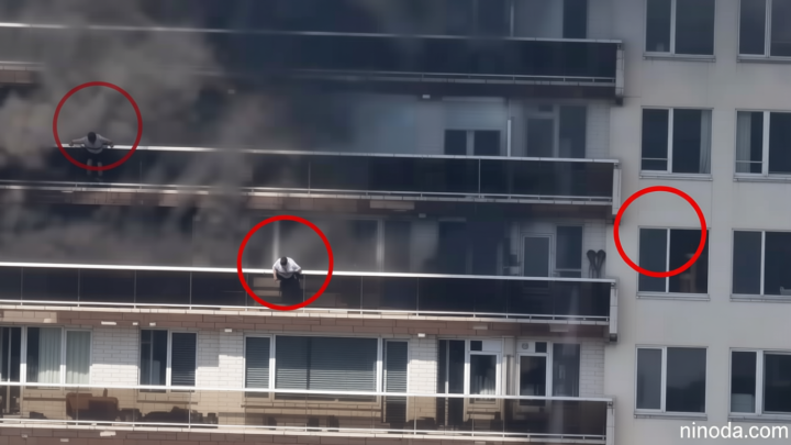 Watch: Man seen climbing from balcony during Antwerp fire