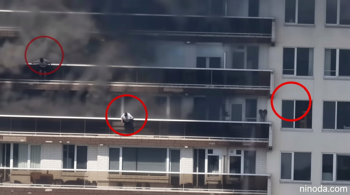 Watch: Man seen climbing from balcony during Antwerp fire