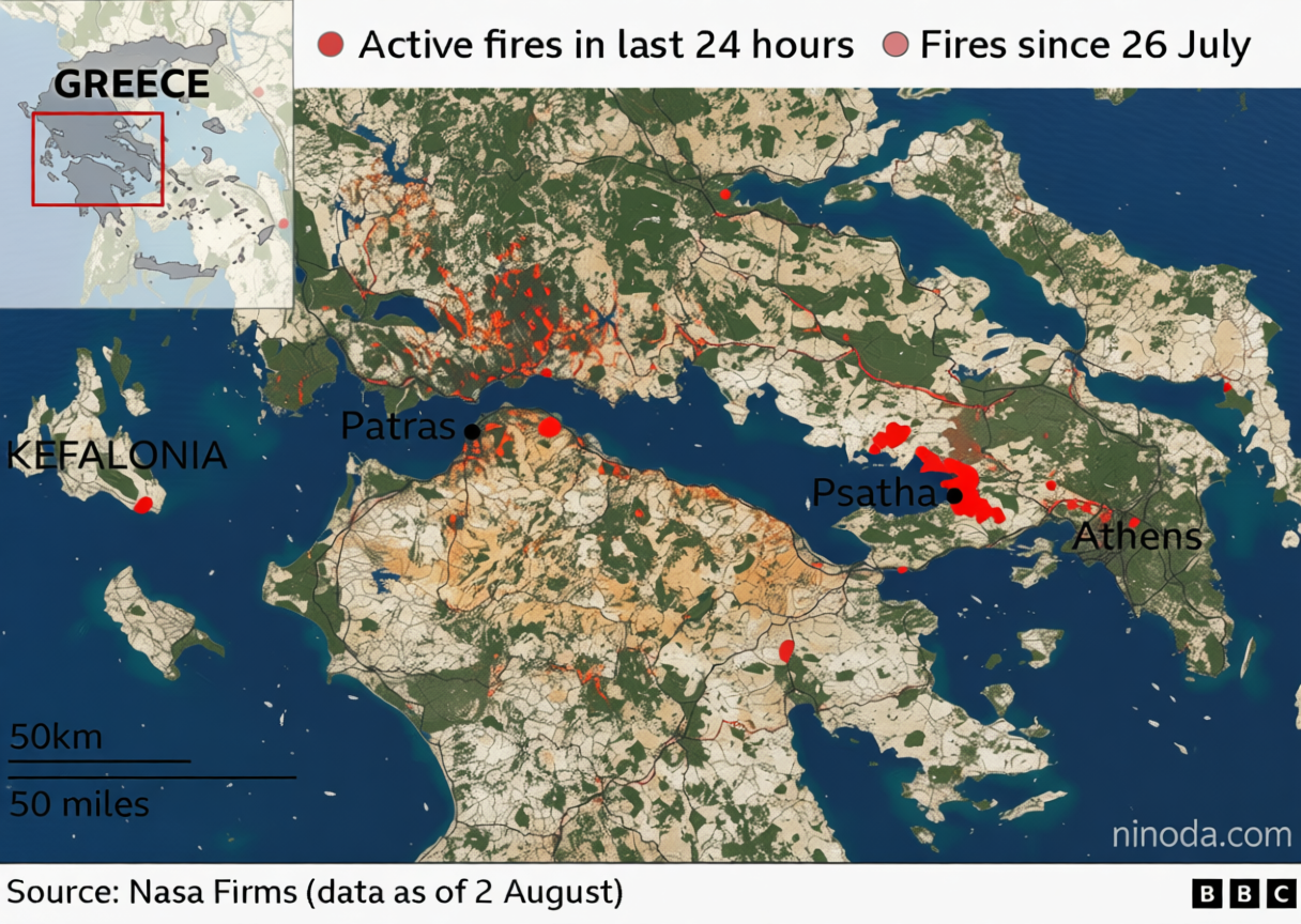 Two crew killed after firefighting helicopters collide in Greece, as British pilot survives