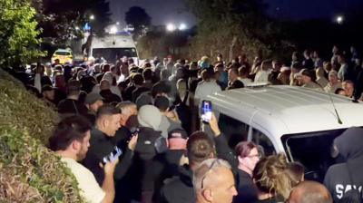 Watch: Anti-migrant boat protesters block roads in Portsmouth